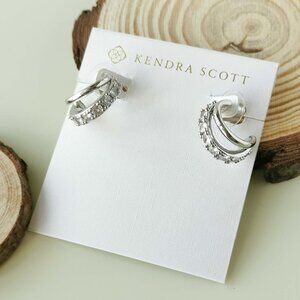 Kendra Scott Livy White Crystal Earrings Silver